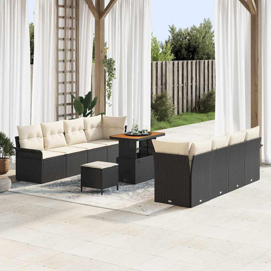 Set Divano da Giardino 11 pcs Nero polyrattan - homemem39