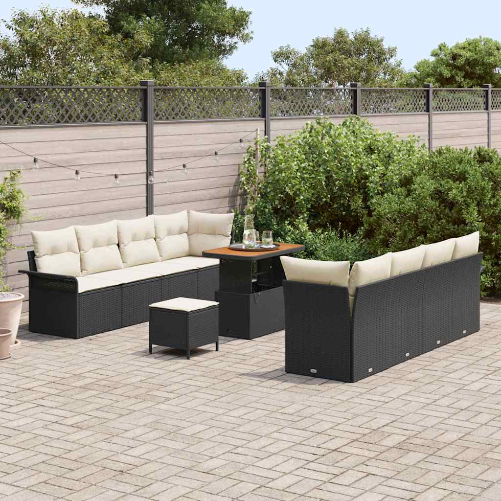 Set Divano da Giardino 11 pcs Nero polyrattan - homemem39