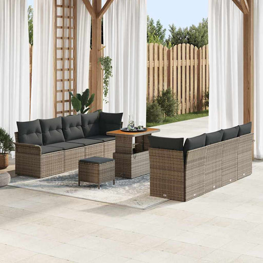 Set Divano da Giardino 11 pcs Grigio polyrattan - homemem39