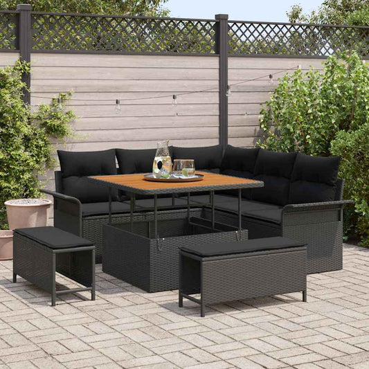 Set Divano da Giardino 8 pcs Nero polyrattan - homemem39