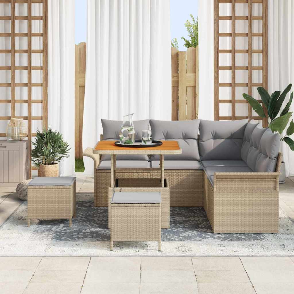Set Divano da Giardino 8 pcs Beige polyrattan - homemem39