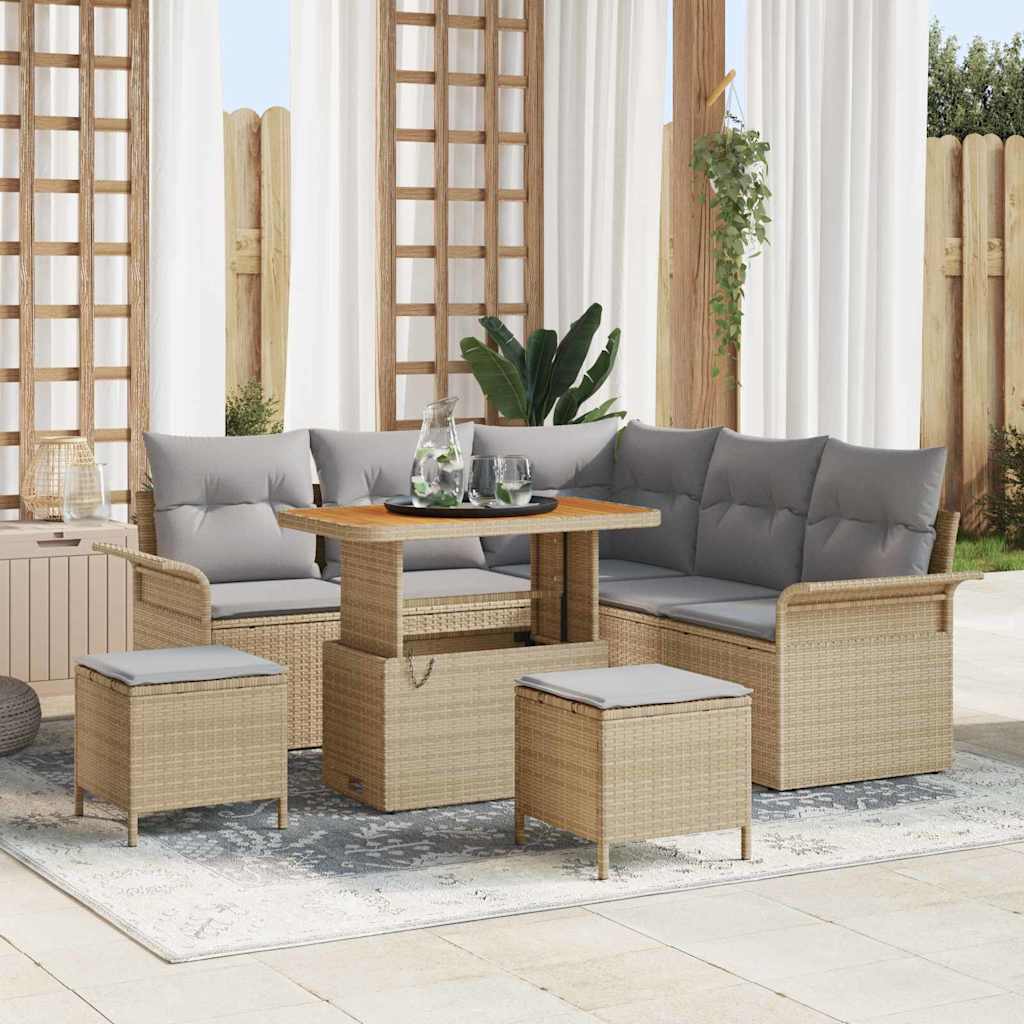 Set Divano da Giardino 8 pcs Beige polyrattan - homemem39