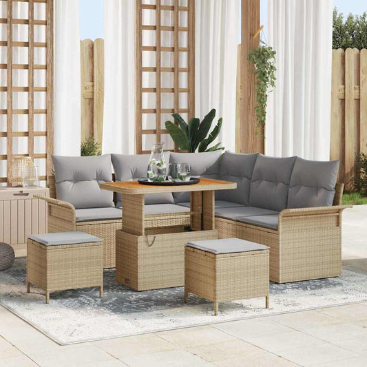 Set Divano da Giardino 8 pcs Beige polyrattan - homemem39
