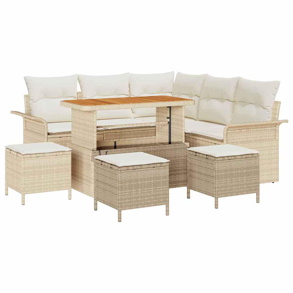Set Divano da Giardino 9 pcs Beige polyrattan - homemem39