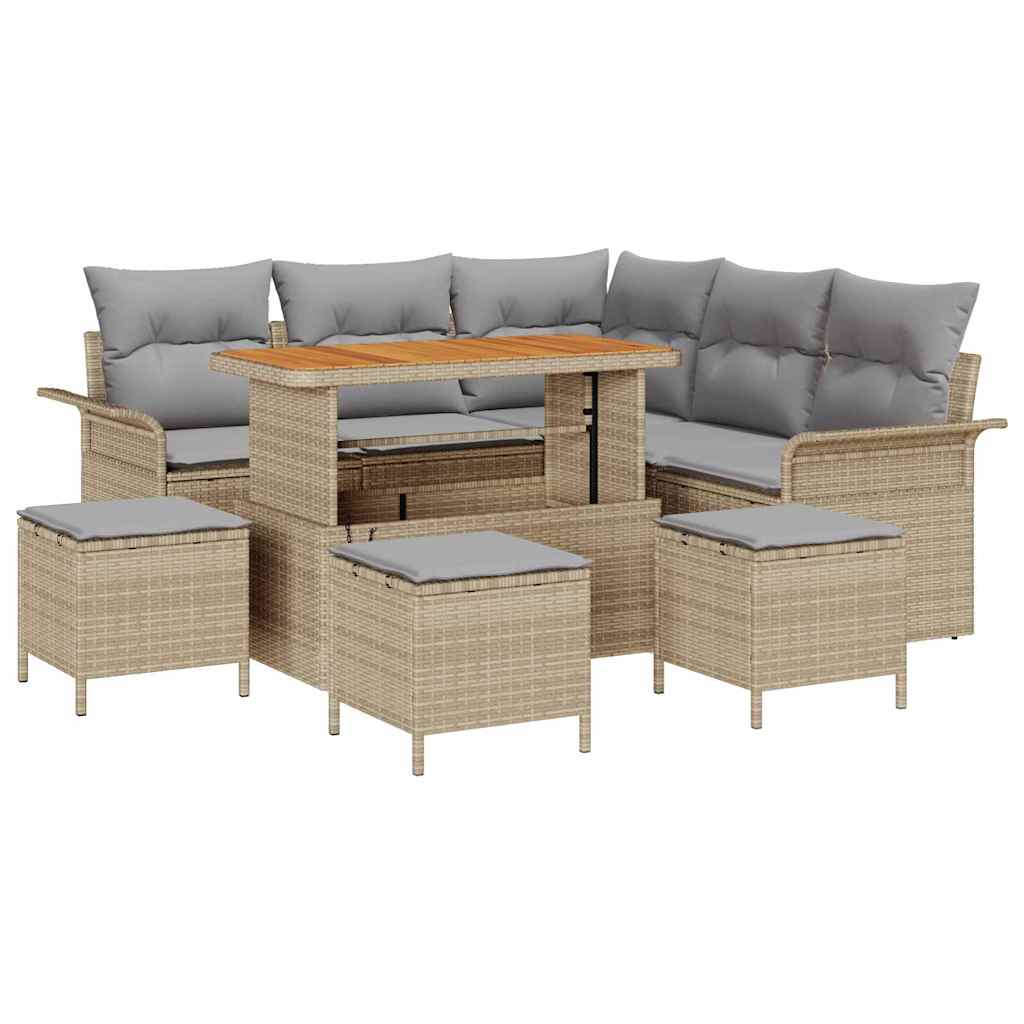 Set Divano da Giardino 9 pcs Beige polyrattan - homemem39
