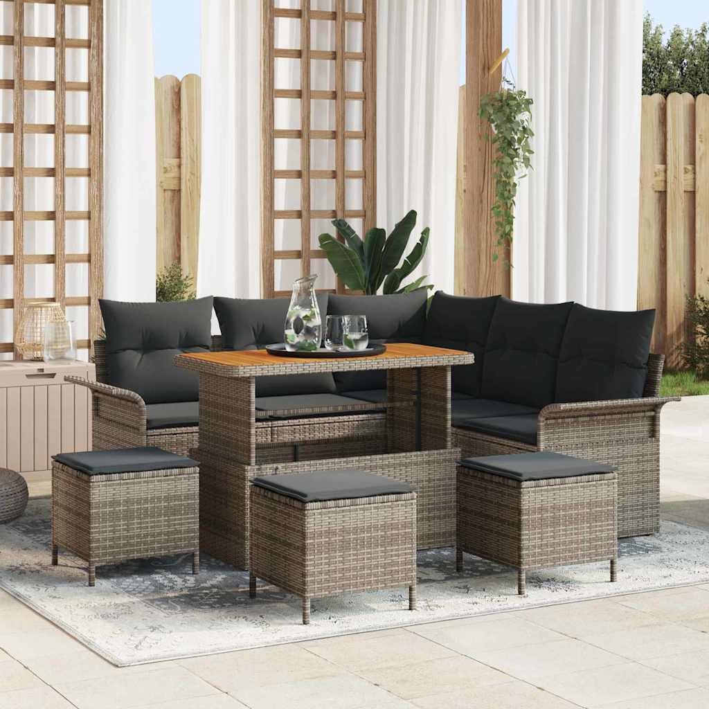 Set Divano da Giardino 9 pcs Grigio polyrattan - homemem39