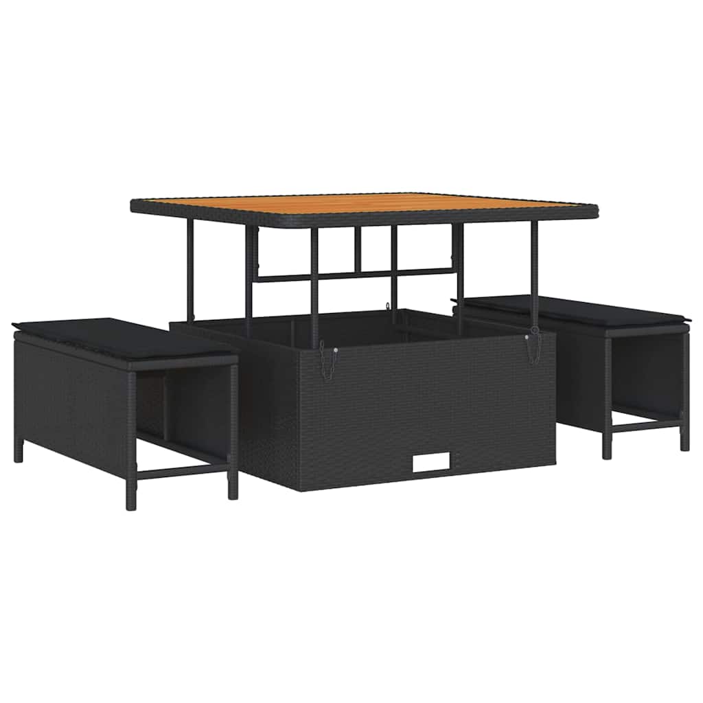 Set Divano da Giardino 9 pcs Nero polyrattan - homemem39