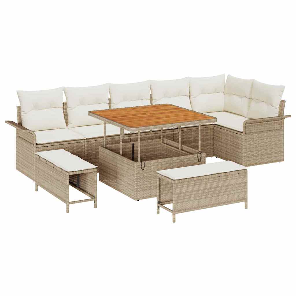 Set Divano da Giardino 9 pcs Beige polyrattan - homemem39