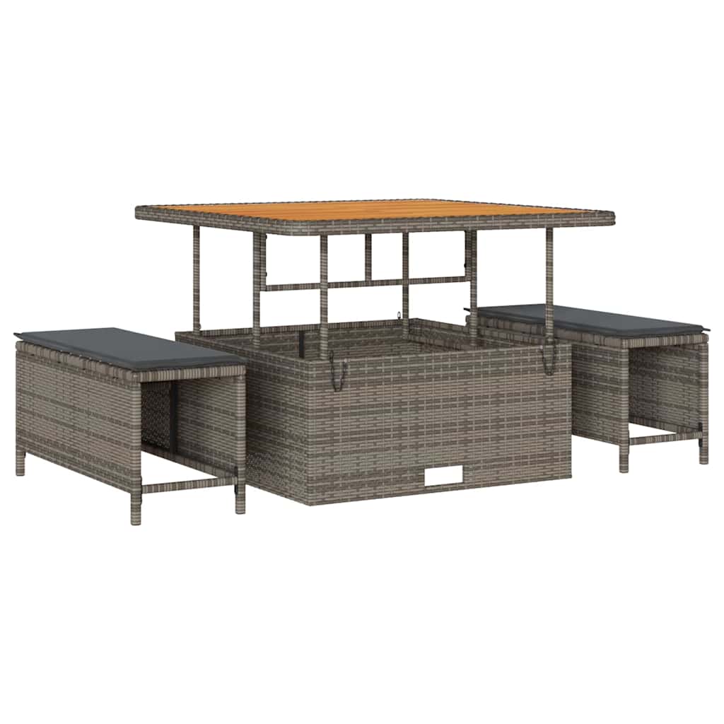 Set Divano da Giardino con cuscino 9 pcs Grigio polyrattan | homemem39