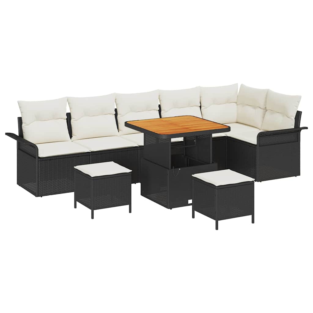 Set Divano da Giardino 9 pcs Nero polyrattan - homemem39