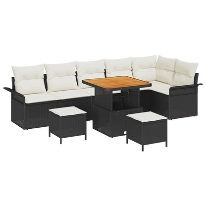 Set Divano da Giardino 9 pcs Nero polyrattan - homemem39