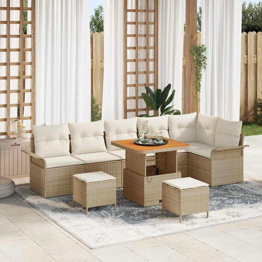 Set Divano da Giardino 9 pcs Beige polyrattan - homemem39