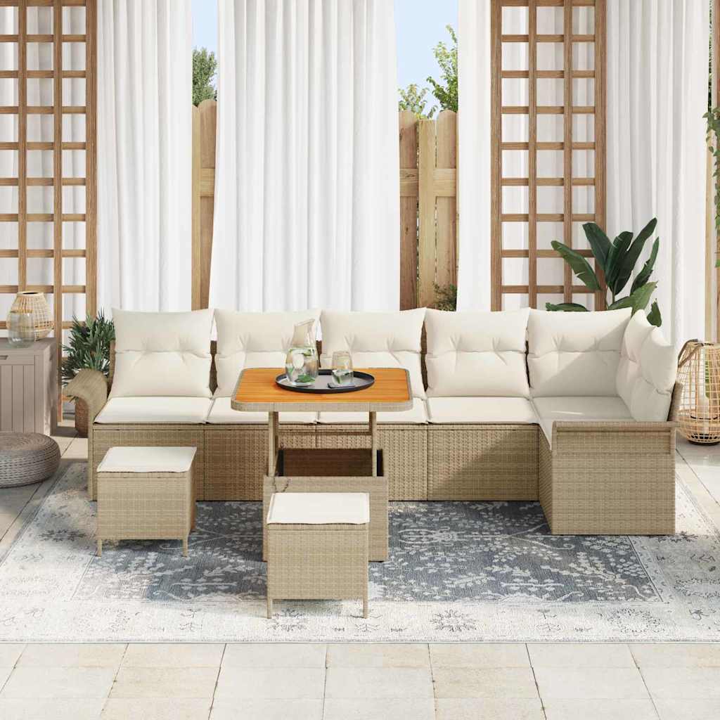 Set Divano da Giardino 9 pcs Beige polyrattan - homemem39