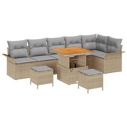 Set Divano da Giardino 9 pcs Beige polyrattan - homemem39