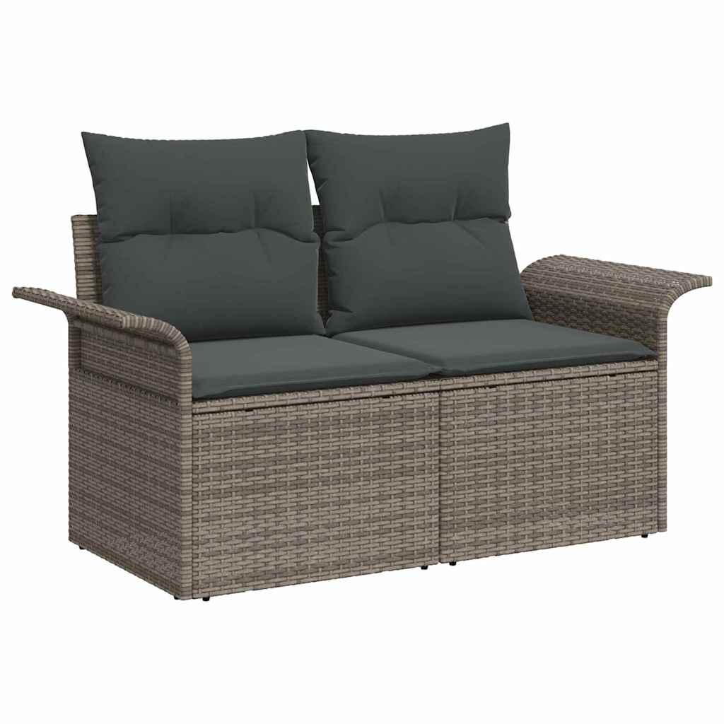 Set Divano da Giardino con cuscino 9 pcs Grigio polyrattan