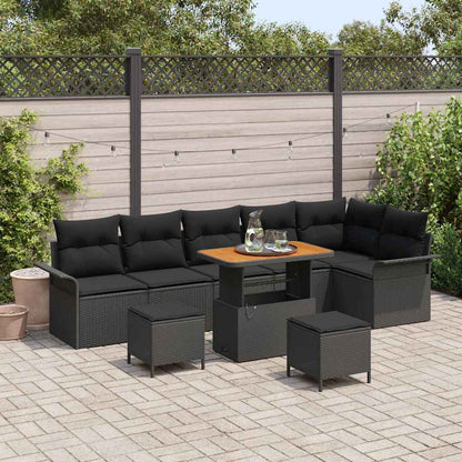 Set Divano da Giardino 9 pcs Nero polyrattan - homemem39