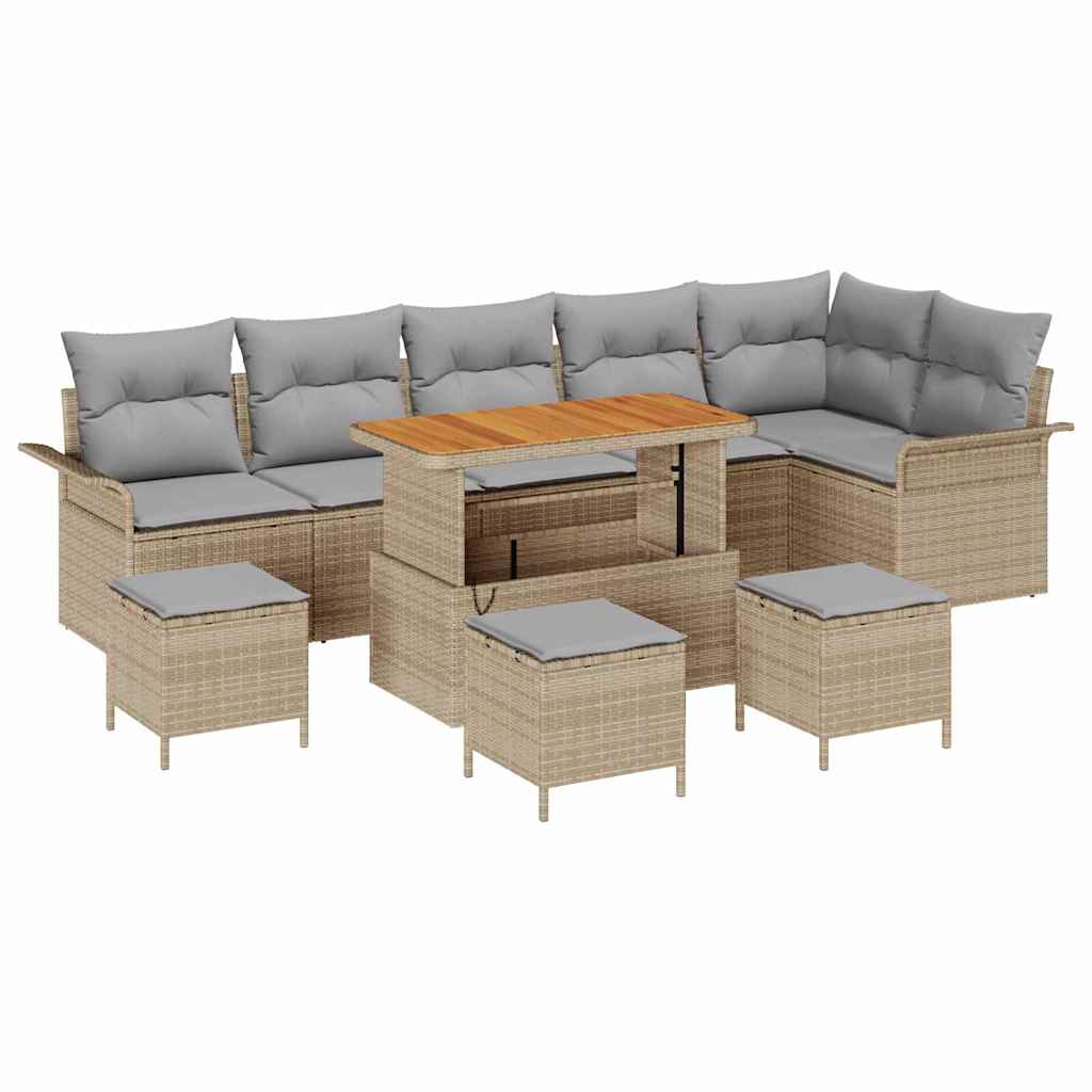 Set Divano da Giardino 10 pcs Beige polyrattan - homemem39