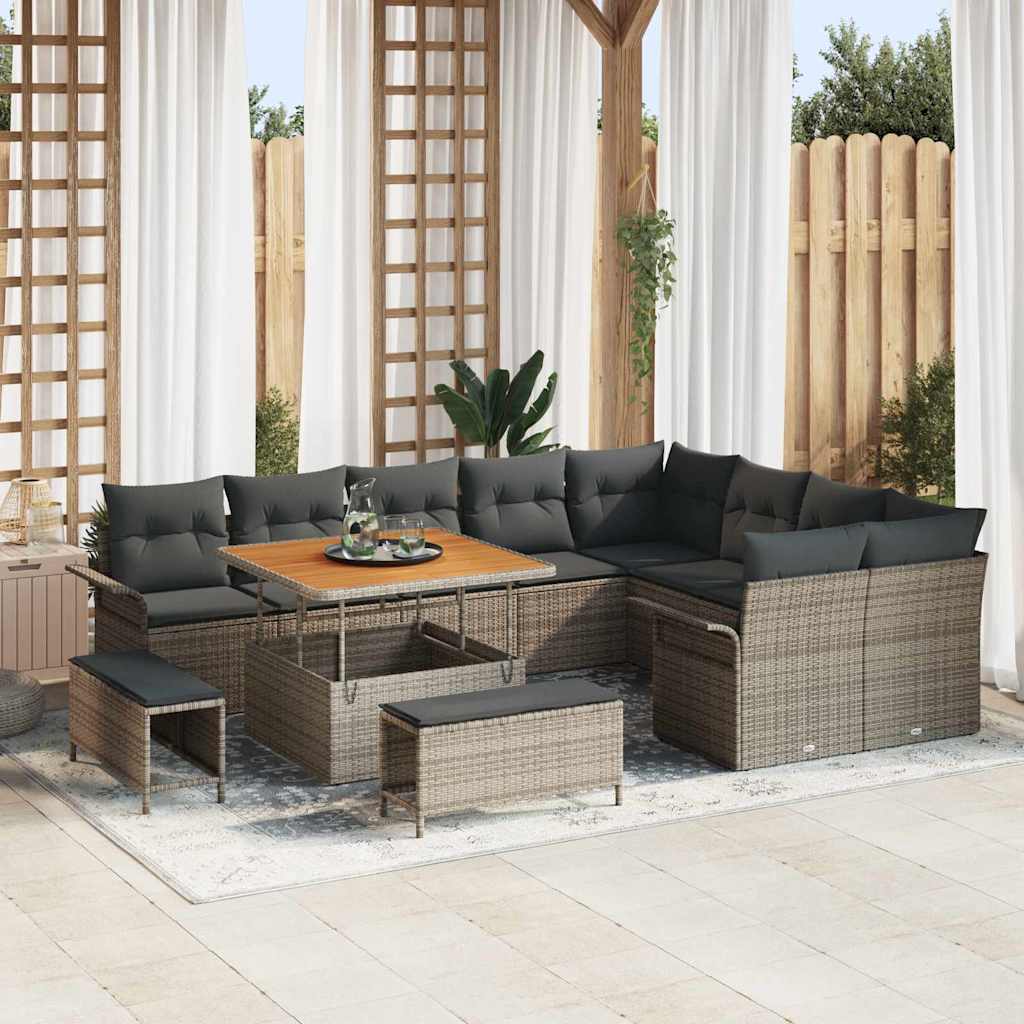 Set Divano da Giardino 12 pcs Grigio polyrattan - homemem39