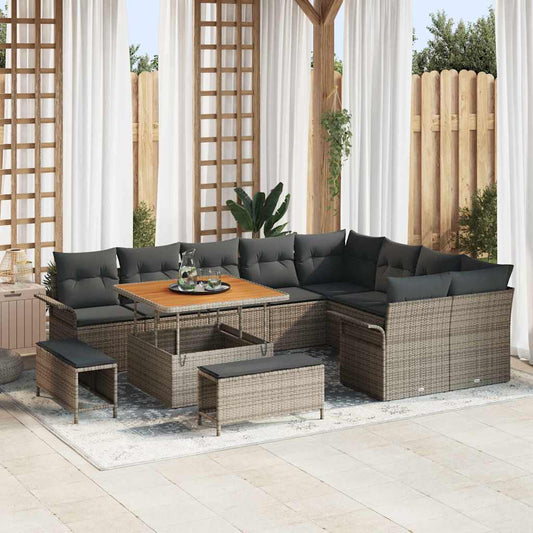 Set Divano da Giardino 12 pcs Grigio polyrattan - homemem39