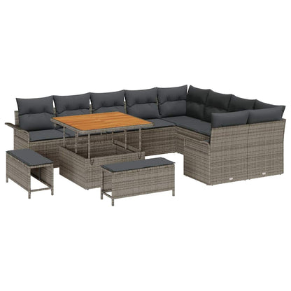 Set Divano da Giardino con cuscino 12 pcs Grigio polyrattan