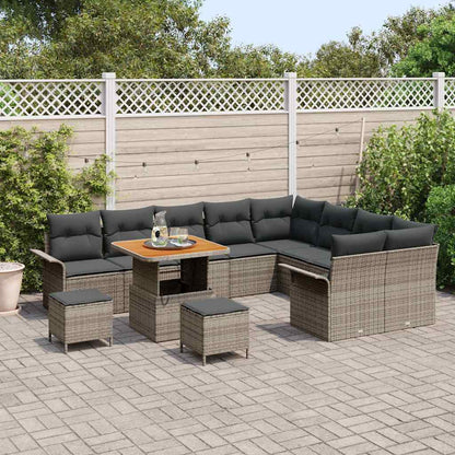 Set Divano da Giardino con cuscino 12 pcs Grigio polyrattan