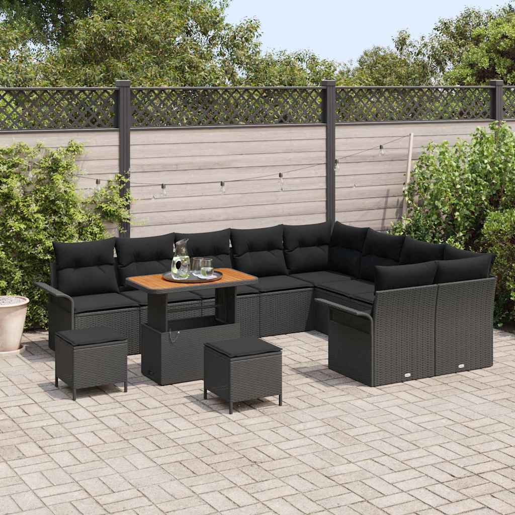 Set Divano da Giardino 12 pcs Nero polyrattan - homemem39
