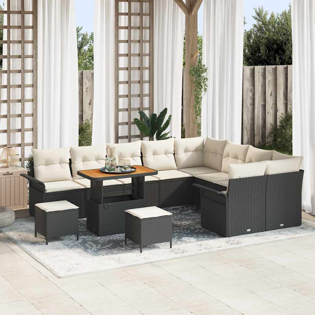 Set Divano da Giardino 12 pcs Nero polyrattan - homemem39