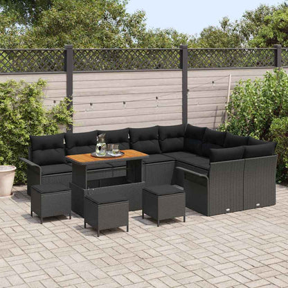 Set Divano da Giardino 13 pcs Nero polyrattan - homemem39