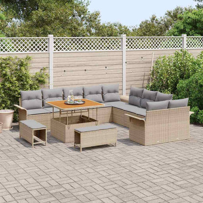Set Divano da Giardino con cuscino 13 pcs Beige polyrattan