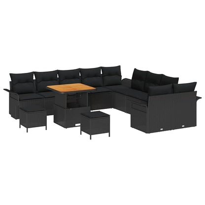 Set Divano da Giardino 13 pcs Nero polyrattan - homemem39