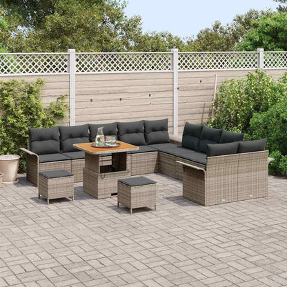 Set Divano da Giardino con cuscino 13 pcs Grigio polyrattan