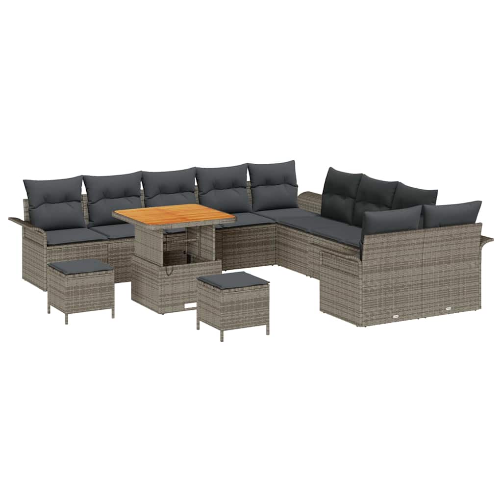 Set Divano da Giardino con cuscino 13 pcs Grigio polyrattan
