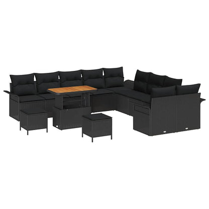 Set Divano da Giardino 13 pcs Nero polyrattan - homemem39