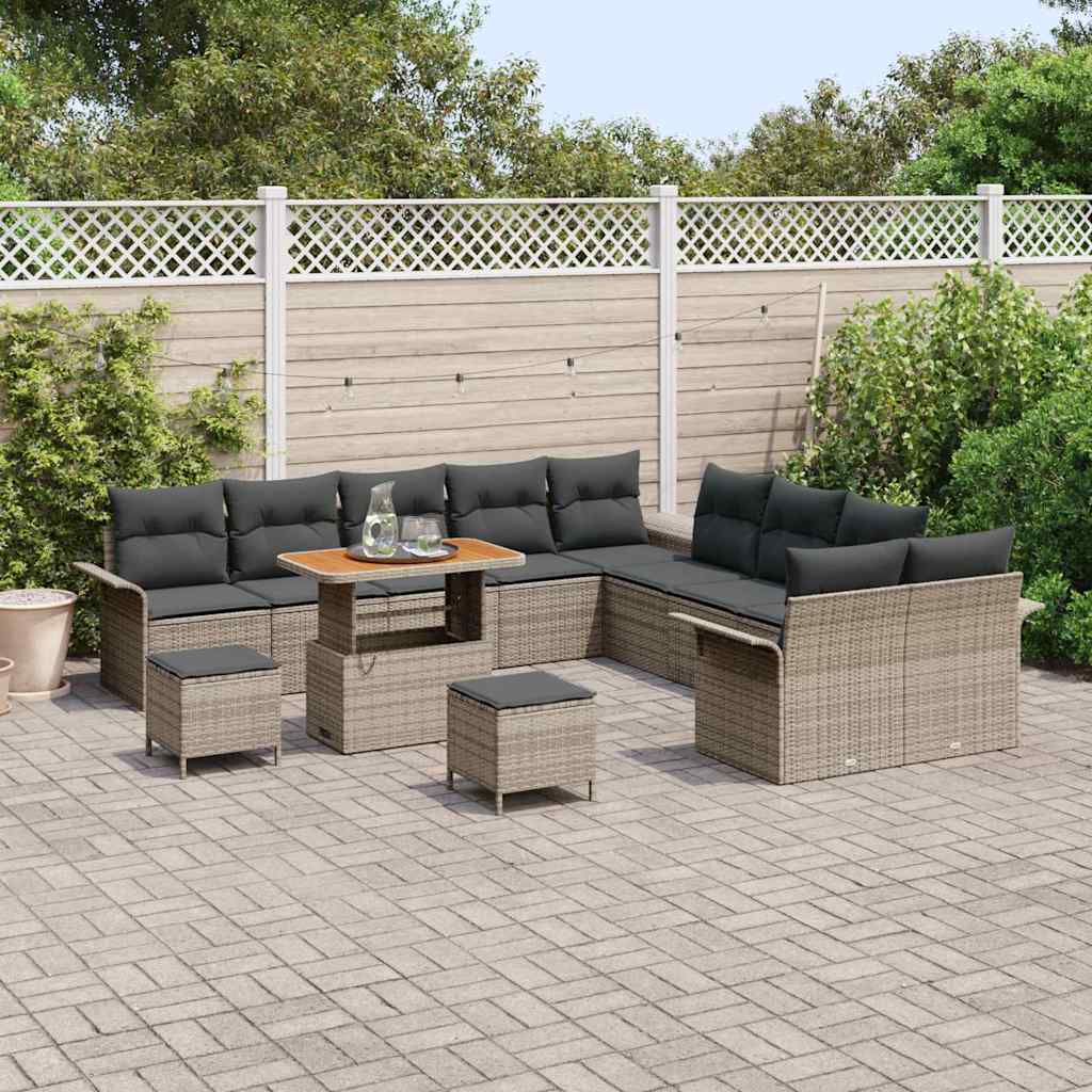 Set Divano da Giardino con cuscino 13 pcs Grigio polyrattan