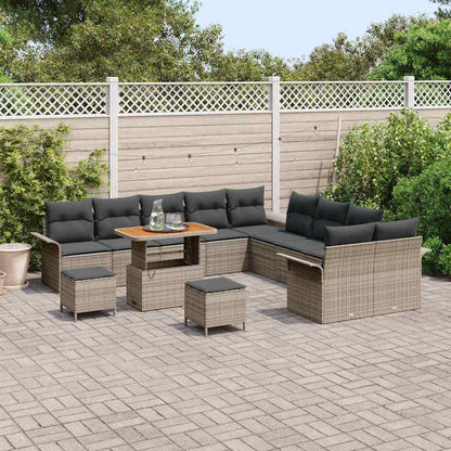 Set Divano da Giardino con cuscino 13 pcs Grigio polyrattan