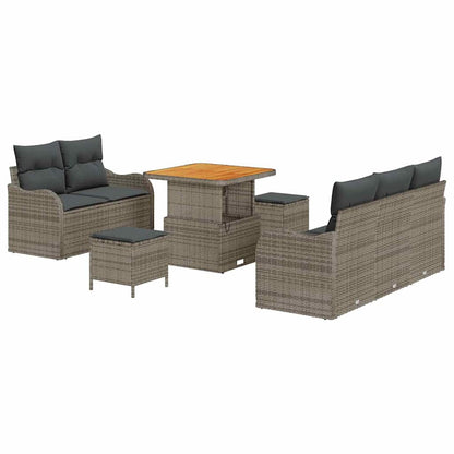 Set Divano da Giardino con cuscino 8 pcs Grigio polyrattan