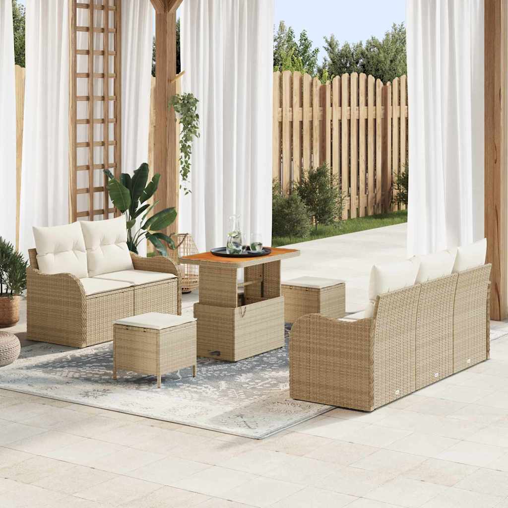 Set Divano da Giardino 8 pcs Beige polyrattan - homemem39
