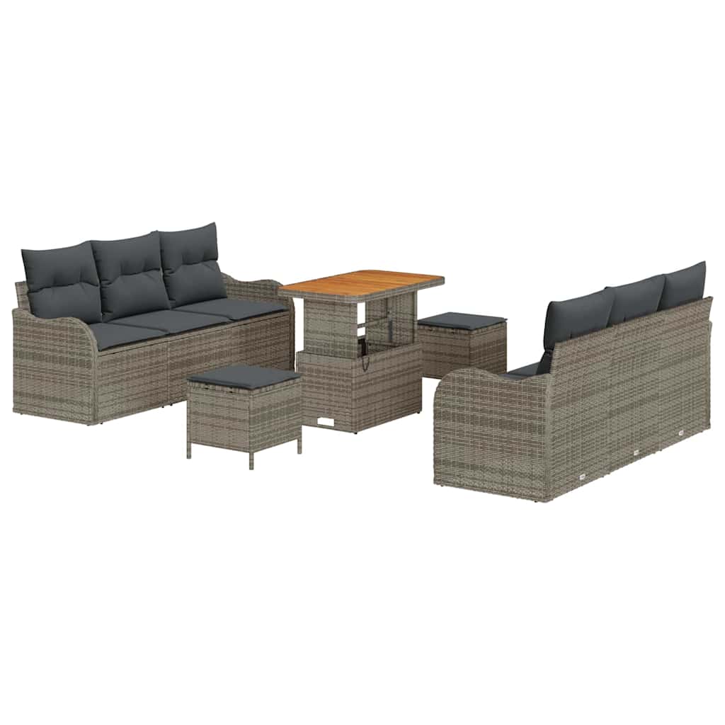 Set Divano da Giardino 9 pcs Grigio polyrattan - homemem39