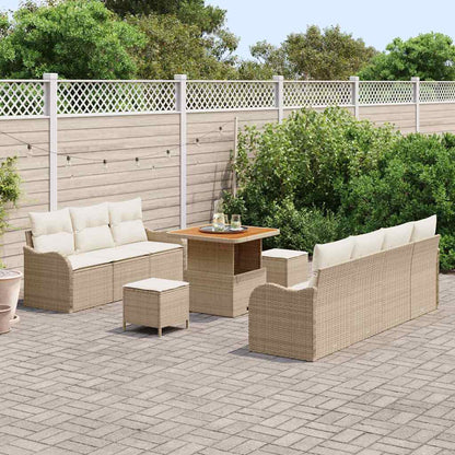 Set Divano da Giardino con cuscino 10 pcs Beige polyrattan