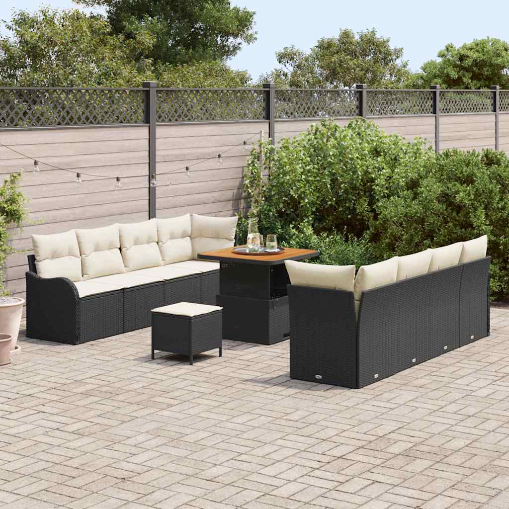 Set Divano da Giardino 11 pcs Nero polyrattan - homemem39