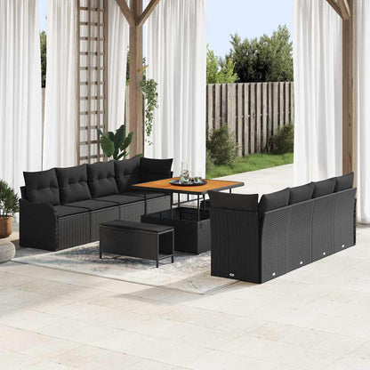 Set Divano da Giardino 11 pcs Nero polyrattan - homemem39