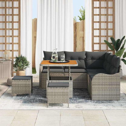 Set Divano da Giardino 8 pcs Grigio polyrattan