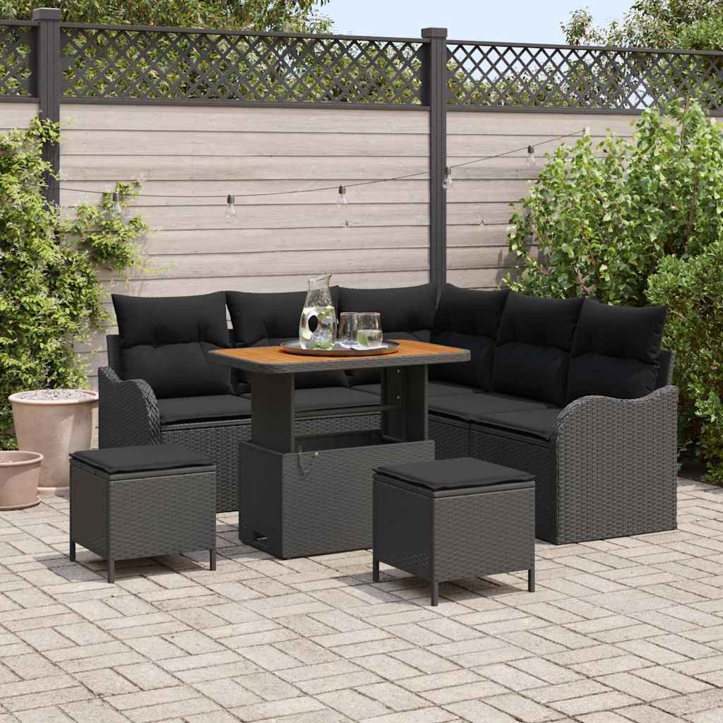Set Divano da Giardino 8 pcs Nero polyrattan - homemem39