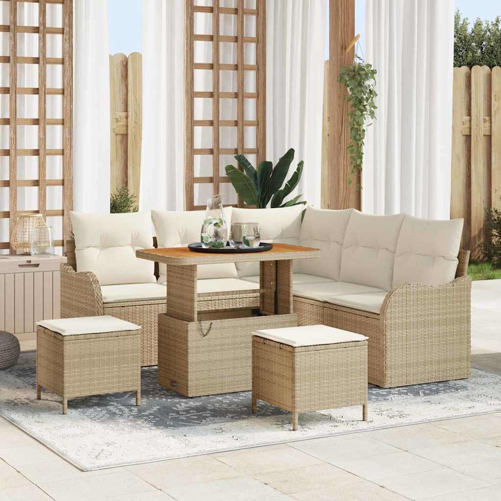 Set Divano da Giardino 8 pcs Beige polyrattan - homemem39
