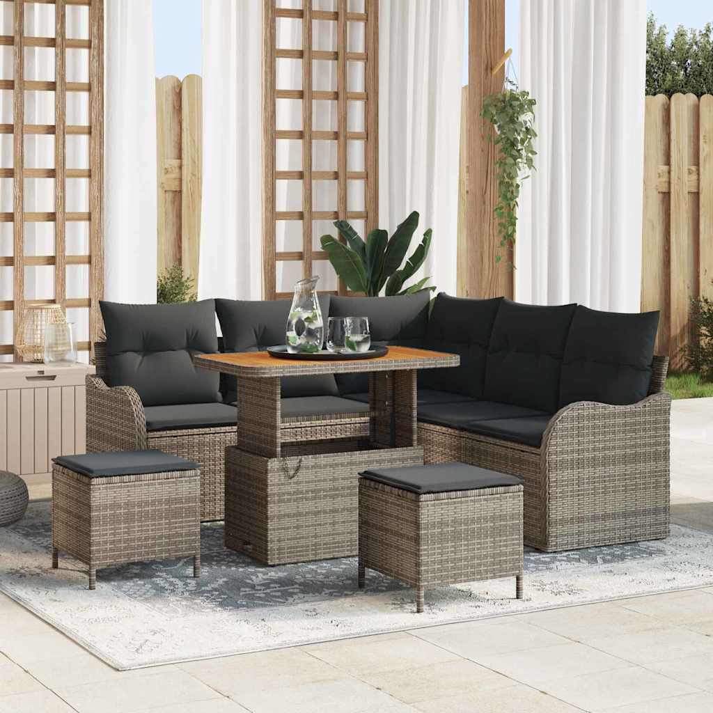 Set Divano da Giardino 8 pcs Grigio polyrattan - homemem39