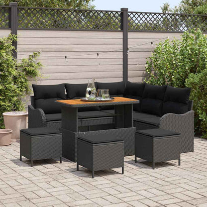 Set Divano da Giardino 9 pcs Nero polyrattan - homemem39