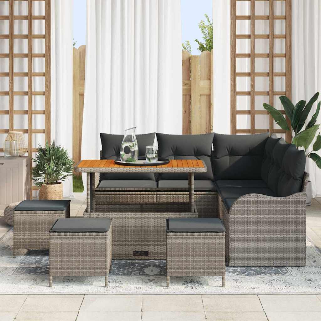 Set Divano da Giardino 9 pcs Grigio polyrattan - homemem39