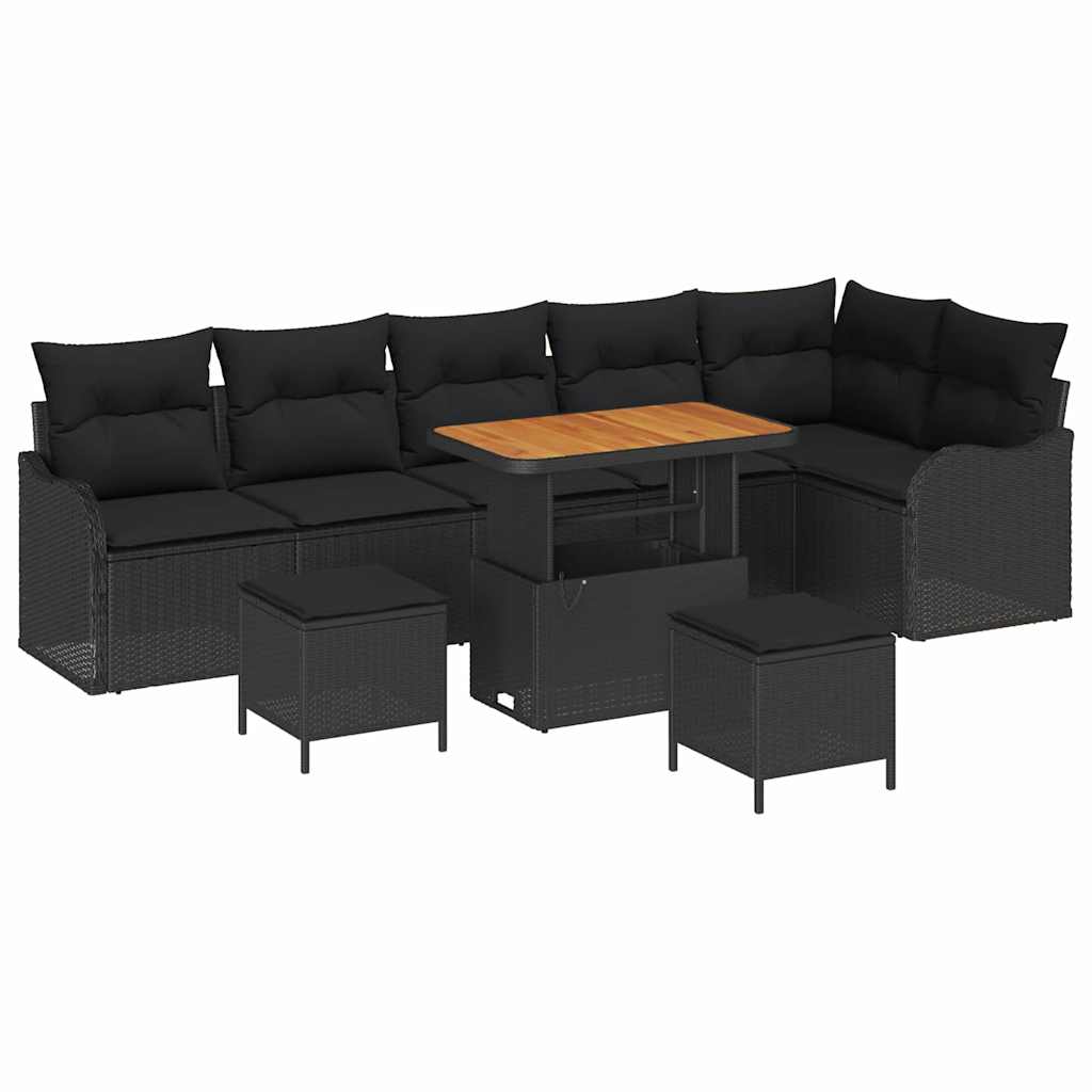 Set Divano da Giardino 9 pcs Nero polyrattan - homemem39