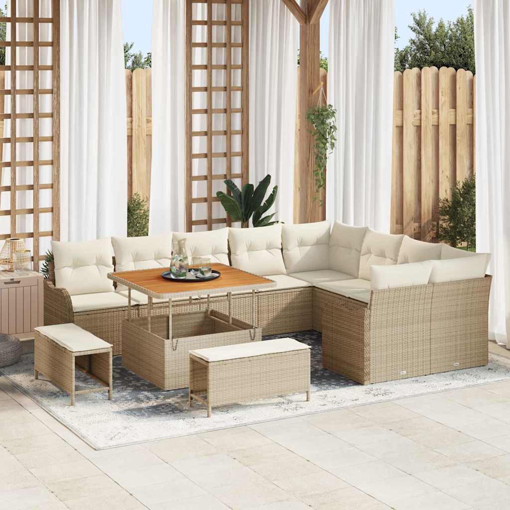 Set Divano da Giardino 12 pcs Beige polyrattan - homemem39