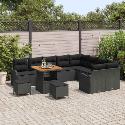 Set Divano da Giardino 12 pcs Nero polyrattan - homemem39
